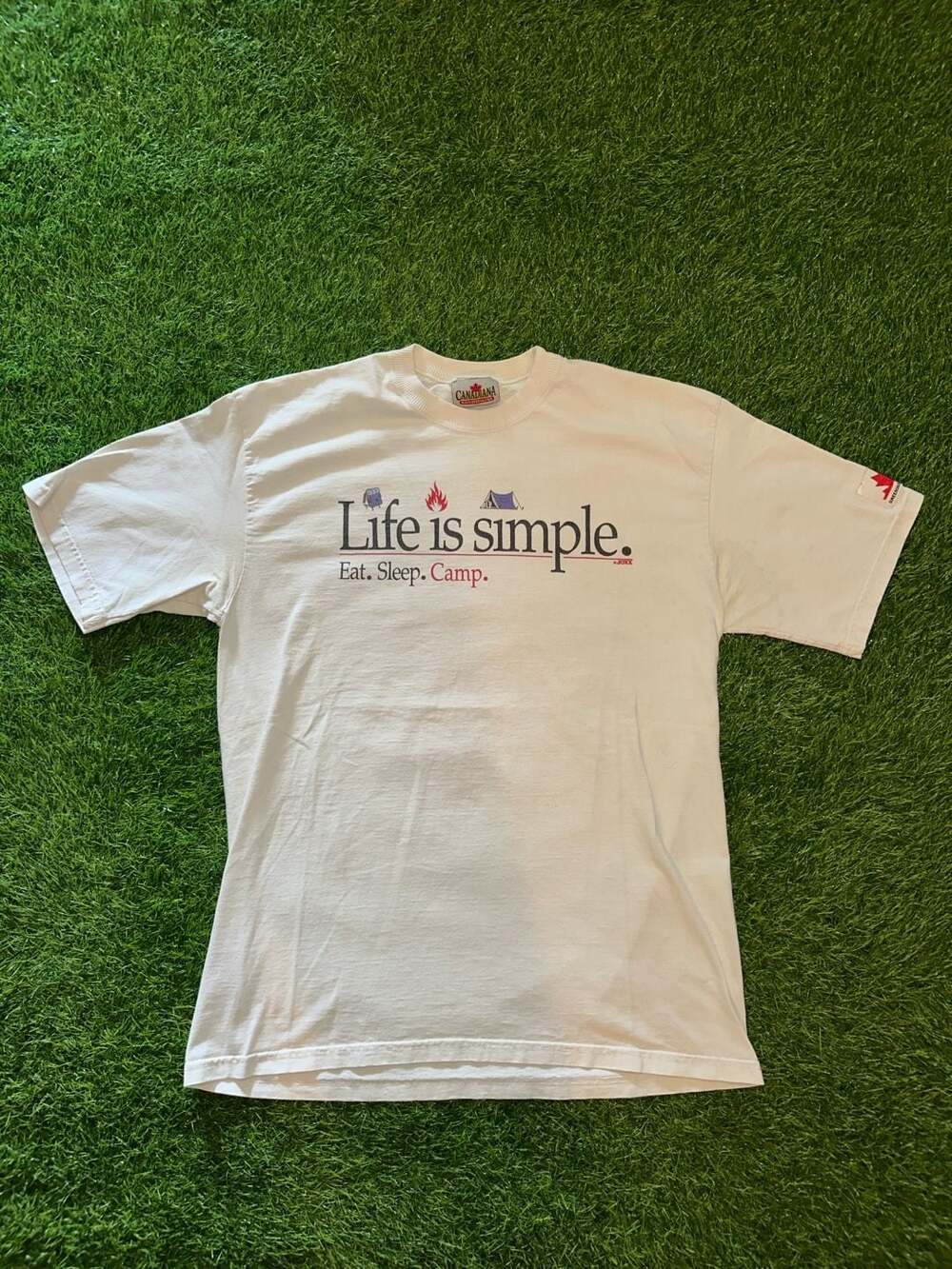 Canadiana Irwin Specialties Life Is Simple Eat Sleep Camp T-Shirt White Greenwat